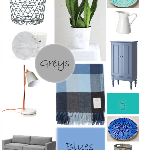 Blue and Grey Living Moodboard