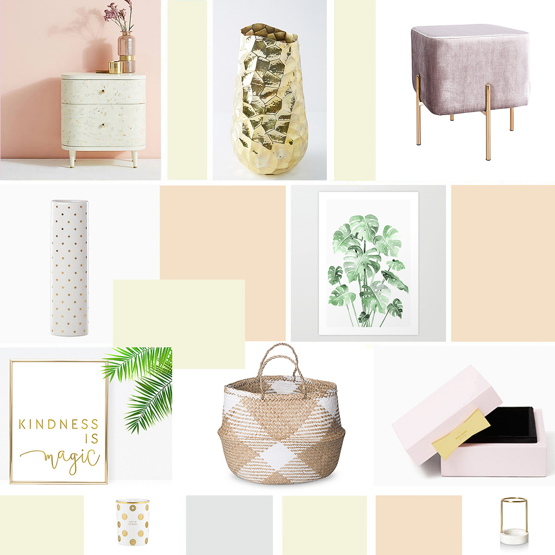 Blush and Gold Interior Mood Board - Claire Baker